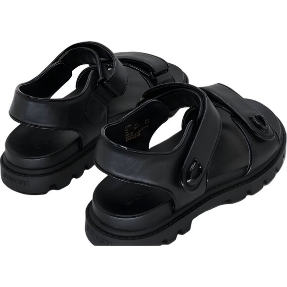 Coach Brynn Double-Band Sport Sandal Black Leather 7M US EU 37.5 - Picture 3 of 6